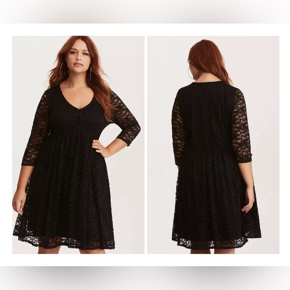 Torrid Black Lace Babydoll Whimsigoth Grunge Witchy Goblincore Mini Dress Sz 1X - Picture 1 of 16